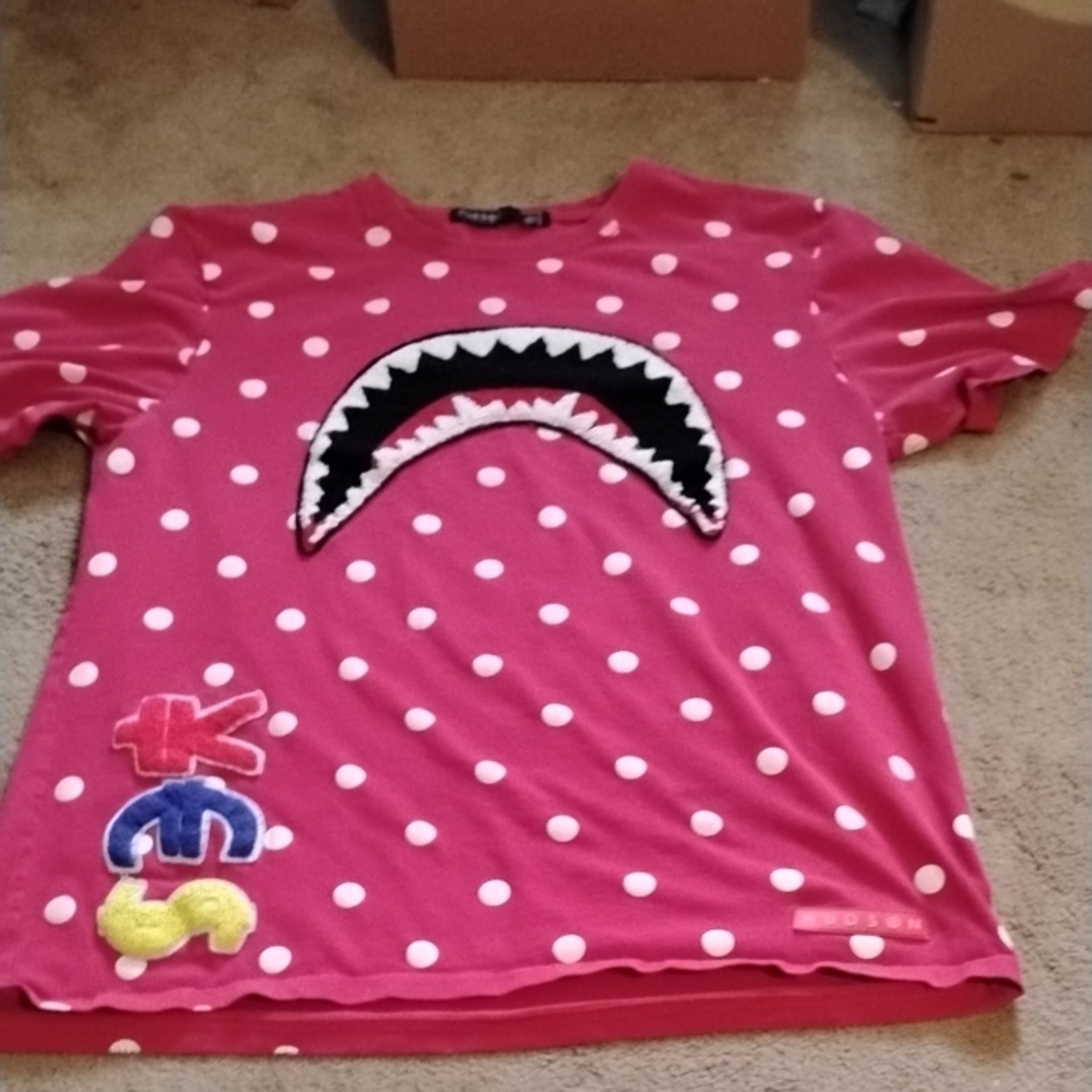 Bape style Sharkmouth Polka Dot Hudson Red Shirt